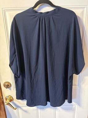SHEIN Curve 2XL Navy BlouseTies in the Back Plus Size Top